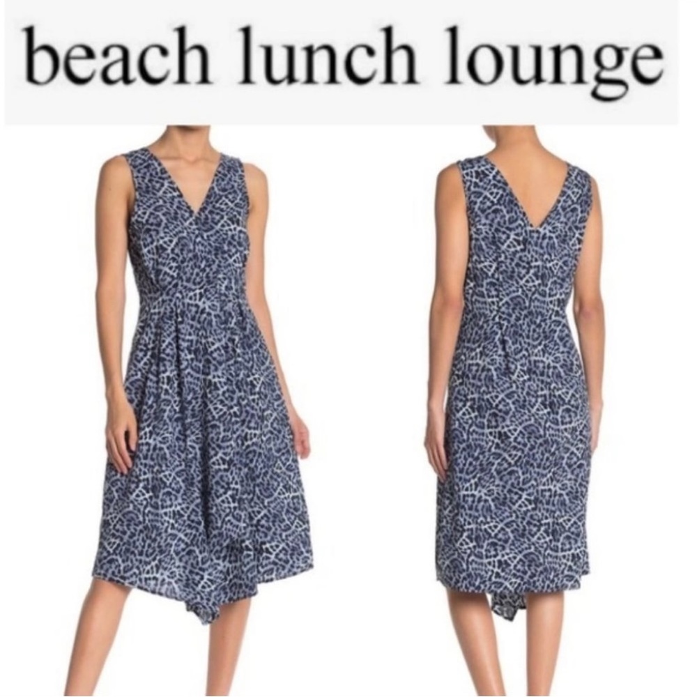 Beachlunchlounge Collection Viscose Blue leopard print Sleeveless Midi dress, S